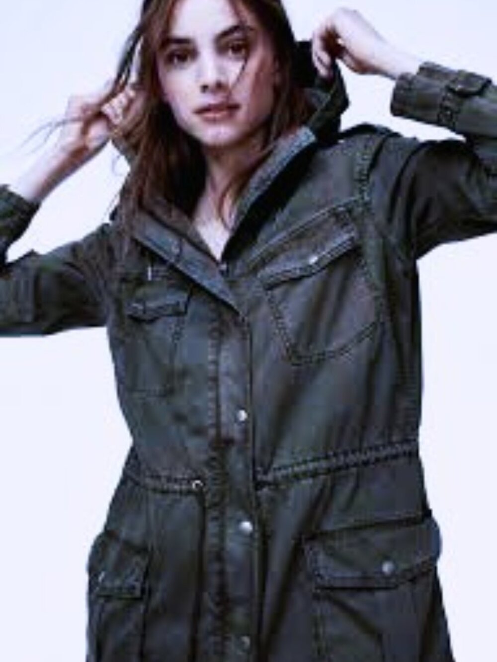 Aritzia Talula 100% Cotton Trooper Jacket Black Utility Hooded Oversized Parka
